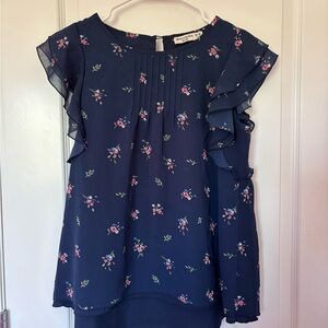 Floral Ruffle Sleeve Blouse